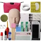 Eyelashes Extension Practice Kit Premade Fans Jade Stone Eye Pads Glue Ring Eyel