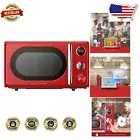 Compact 0.7 Cu.Ft Microwave Oven with Defrost and Child Safety Lock - Retro Red