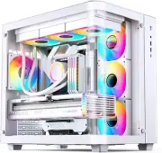 TK-3 White One-Piece Curved Glass ATX Mid Tower Pc Case, One-Piece Curved Glass,