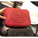 二手 GUCCI 308364 SOHO DISCO LEATHER BAG 浮雕G流蘇斜背包 紅色 黑色