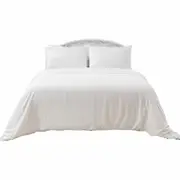 2000TC Stripe Quilt Doona Duvet Cover Set Single Double Queen King Super King White