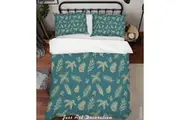 3D Hand Drawn Plant Leaves Feather Pattern Green Quilt Cover Set Bedding Set Duvet Cover Pillowcases LXL