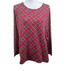 Talbots Top Women's 2XP Red Plaid Long Sleeve Stretch
