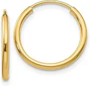 [JewelryWeb] 10k Solid Yellow Gold 1.5mm Polished Round Endless Hoop Earrings 16x14mm Wide 1.5mm Thick-Hoop Earring for Women