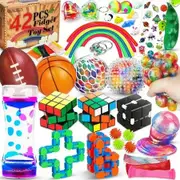 Sensory Fidget Toys 42Pcs Stress Relief Anxiety Tools Bundle Autistic ADHD Balls Infinity Cube Marble Mesh Box Calming Play Gift