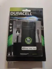 Duracell 3 in 1 Rechargeable Charger PRO122 6ft Cord iPhone iPad iPod NEW Sealed