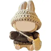 Clothes for Labubu(NO Doll) , Handcrafted Crochet 3-Piece Set for 17cm Doll, Premium Outfit with Accessories for Labubu, Stylish Clothes for Labubu Doll(Knitted)