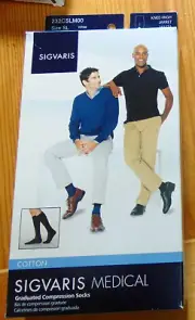 Sigvaris Compression Socks Mens Cotton Knee-High 20-30mmHg White Size SL NEW