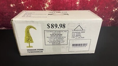 Hobby Lobby 3’ Led Bright Green Whimsical The Grinch Christmas Tree 2024