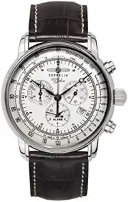ZEPPELIN 100th Anniversary Quartz Men's Chrono Watch 7680-1 Brown Leather Band
