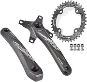 Bicycle Crankset, 104-64BCD 32T 34T 36T 38T Mountain Bike 165/170/172.5/175mm Square Taper Crankset Aluminum Alloy MTB Crank Arm Oval Chainring for Mountain Road Bike
