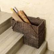 Stair Case Basket Storage 14 Inch Wicker Handles Woven Seagrass Brown Declutter