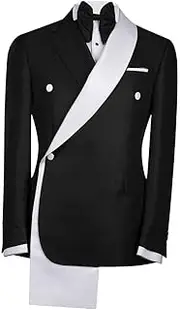 [Homhous] Men's Tux Jacket One-Button Shawl Lapel Blazer with White Trim, Formal Wear for Weddings and Dinners