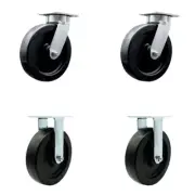 8 Inch Kingpinless Polyolefin Wheel Swivel Caster Set 2 Swivel 2 Rigid SCC