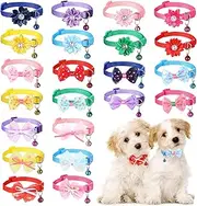 Saintrygo 22 Pack Dog Bow Tie Collar - Adjustable Bowtie, Flower Neck Tie for Medium Small Dog Cat Puppy(Cute)
