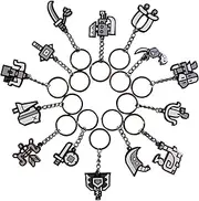[4th Wall Design] GuildMark Keychain - Monster Hunter Keychain (Includes one 1.5 inch Weapon Icon Keychain), Full Set