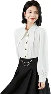 [Generic] Women's Tie Collar Cardinal Long Sleeve Shirt Casual Work Chiffon Shirt Tops