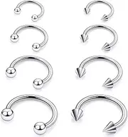 [Rmsnxnnz] 20G 18G 16G 14G 12G ASTM F136 Titanium Horseshoe Septum Nose Ring Piercing Jewelry Circular Barbell Helix Snug Tragus Rook Daith Cartilage Earring Lip Ring Hoop Piercing Jewelry for Women Men