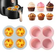 Silicone Air Fryer Egg Pan Reusable Non-Stick 4 Cavity Muffin Pans for Baking