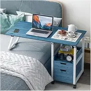 Overbed Table Fashion Overbed Table Collapsible Side Table Steel Frame with Drawer Overbed Bedside Height Adjustable Rolling Laptop Table Portable
