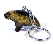 Hand Painted Manatee Sea Cow Key Chain 045V