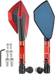 Motorcycle CNC Mirror Rearview Side Mirrors UNIVERSAL For KYMCO AK550 K-XCT 125 125i 300 300i For XCITING 250/300/400/400S/500 S400 Ball-Type Adjustment Triangle Rear View Mirrors(Red)