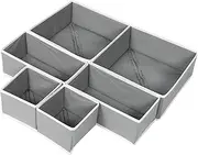 Alipis 6pcs Foldable Drawer Organizer Bins Capacity Organizer Storage Box for Socks Underwear Clothes Portable Honeycomb Closet Storage Gray