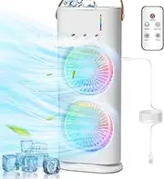 Bwaliffury Mobile Air Conditioner, USB Portable Air Cooler, Mini Air Conditioner, Portable Air Cooler Fan, 3 Wind Speeds, Spray Function, 7 Colours Light (FHH05)