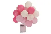 1 Set of 20 LED Pink 5cm Cotton Ball Battery Powered String Lights Christmas Gift Home Wedding Party Girl Bedroom Decoration Outdoor Indoor Table