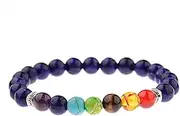 [IBOWZ] Crystal Bracelet Bead Bracelets Charm Bracelets for Womens, 7 Chakra Natural Stones Lapis Beads Bangle Silver Hoop Jewelry Elastic Blue Yoga Bracelets Unlimited Charm Diffuser Women Men Gift