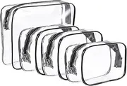 [Mythosurge] 4 Pcs Large Clear Makeup Cosmetic Toiletry Organizer Bag,Clear Makeup Bags DIY Clear Cosmetic Bags Transparent PVC Waterproof Snack Bag Travel Clear Toiletry Bag for Women