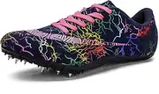 [SDEQA] Mens Track and Field Shoes Spikes Jumping Sneakers Breathable Lightweight Athletic Shoes Running Nail Spikes Shoes for Kids