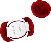 [Generic] Double Heart Shaped Ring Box, 2 Slots Small Velvet Jewelry Boxes for Women, Double Openings Ring Display Holder Case for Proposal Engagement Wedding Ceremony (Red, 58 * 46 * 46mm)