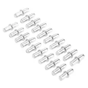 20pcs Cabinet Wardrobe Shelf Support Pins Studs Pegs Silver Tone 5mm x19mm