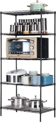 5-Tier Carbon Steel Shelving Unit Adjustable Heavy Duty