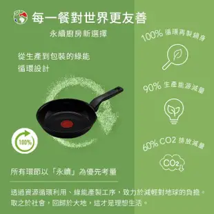 【Tefal 特福】法國製綠生活陶瓷不沾鍋系列20CM平底鍋-曜石黑(適用電磁爐)