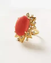 Unique Women's Wedding Ring 2.7Ct Oval Simulated Coral Sterling Silver 925
