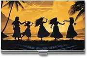 [VFMKT] Slim Metal Business Card Holder Portable Business Card Case Pocket Name Card Holder Five Silhouettes of Hawaiian Dance Wallet for Men Women Office Travel, style, One Size