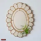Hand Painted Oval Wall Mirror Gold Frame | Peruvian Accent Mirror Decor