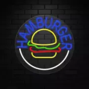 Hamburger Sign for Retail Displays | LED Flex Neon | 18"W x 18"H x 1"D