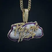 2.40Ct Round Cut Simulated Diamond 925 Silver Custom letter Enamel Pendant 2'