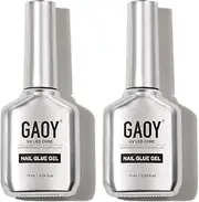 GAOY 2Pcs 16ml Gel Nail Glue, Glue Gel for Acrylic Nails Tips, 2 in 1 Nail Glue and Base Gel, Nail Lamp Needed