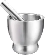 Mortar and Pestle Sets 18/8 Brushed Stainless Steel Spice Grinder Pill Crusher Herb Bowl