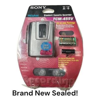 Sony Pressman TCM-455V Cassette Tape Recorder /Player Built-in Speaker & Mic New
