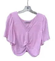 NWT Abercrombie & Fitch Flutter Sleeve Pink Crop Top Size Medium
