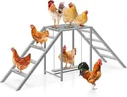 Chicken Coop Perches with Swing, Chicken Roosting Bars, Chicken Run Accessories Toy, Wooden Chicken Ladder for Pet's Healthy & Happy, Sturdy and Easy to Clean, Suitable for Backyard Farm,Gray