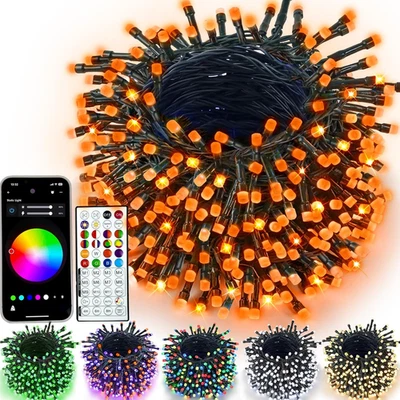 Smart Color Changing Halloween Lights, RGB LED String Lights with Remote & App C