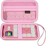 Canboc Carrying Travel Case Compatible with GiiKER Super Slide Puzzle Games, Brain Teaser Puzzle Organizer Storage Bag, Mesh Pocket fit Magnetic Sliding Tiles and Batteries, Pink (Case Only)