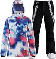 [GSOU SNOW] Women's Ski Jackets and Pants Set SnowSuit Snowboard Coat Waterproof Windproof Insulated Hoodie