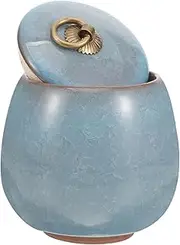 Ceramics Urn for Pet Ashes Elegant Keepsake Memorial Urn for Dogs and Cats with Airtight Seal Portable Design for Home Display Lake Water